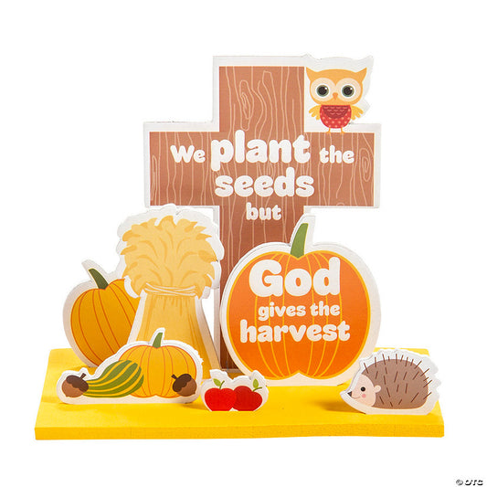 Makes 12: 6" x 5 1/4" 3D Religious Fall Harvest Cross Stand-Up Craft Kit – Makes 12 | USA Decoration®