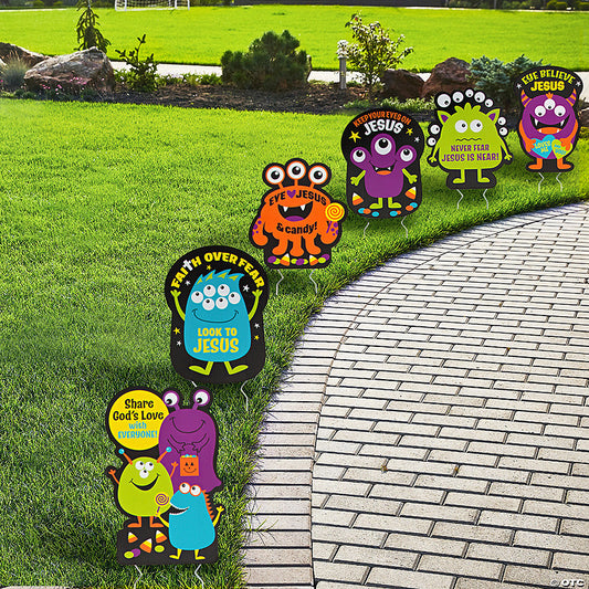 8" - 12" Religious Halloween Monster Yard Signs - 6 Pc. | USA Decoration®
