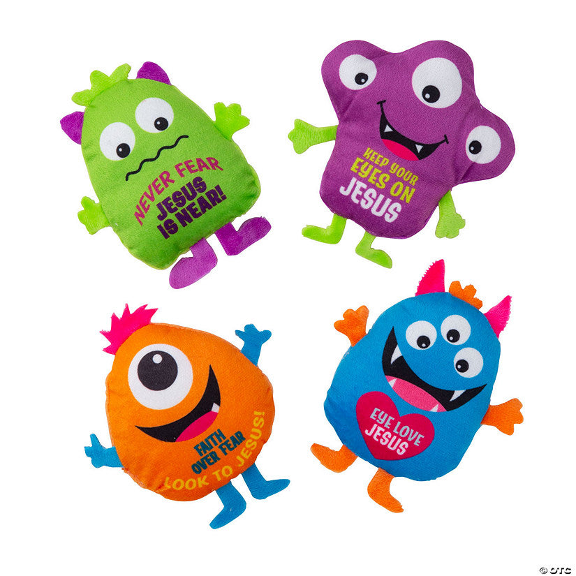 50 Piece(s): Bulk 50 Pc. Religious Flat Stuffed Colorful Monster Assortment | USA Decoration®