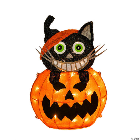 National Tree Company 23 in. Pre-Lit Pumpkin and Black Cat | USA Decoration®