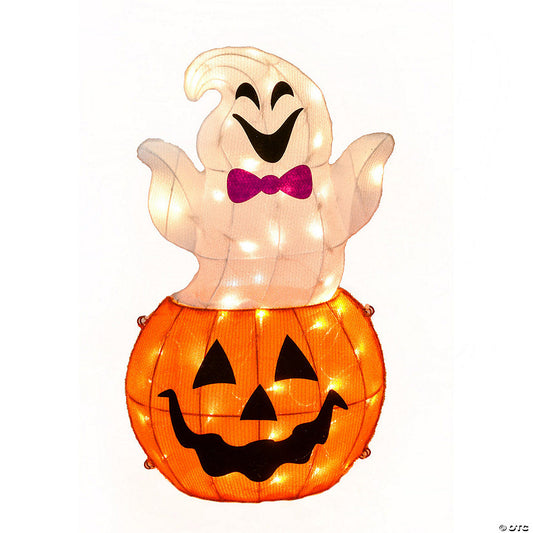 National Tree Company 24 in. Pre-Lit Pumpkin and Ghost | USA Decoration®