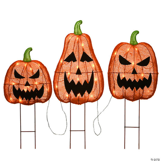 Each: National Tree Company 26 in. Pre-Lit Jack-O-Lantern Garden Stakes | USA Decoration®