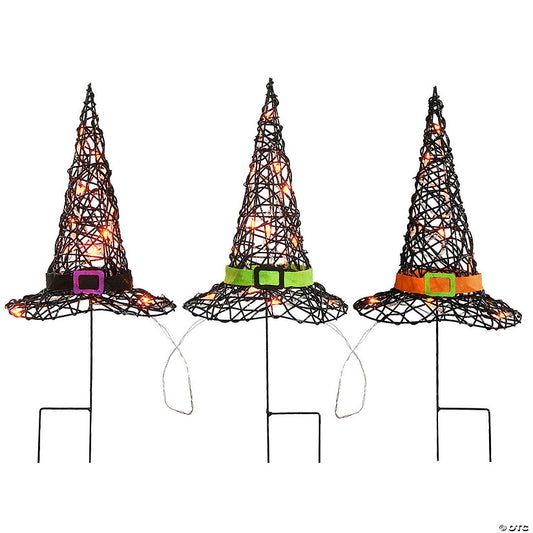 National Tree Company 23 in. Pre-Lit Black Witch’s Hat Garden Stakes | USA Decoration®