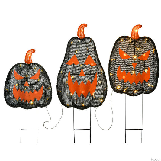 National Tree Company 35 in. Pre-Lit Black Jack-O-Lantern Garden Stakes | USA Decoration®