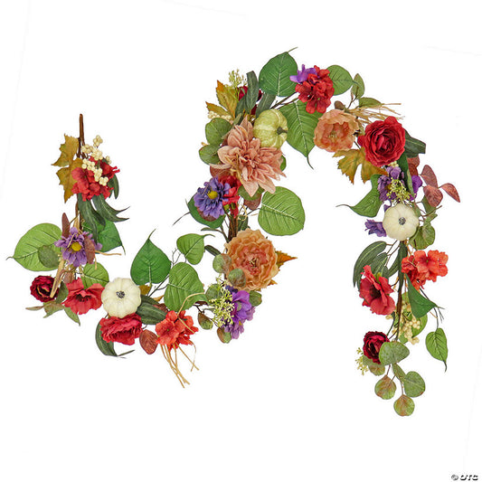 Each: National Tree Company 6 ft. Harvest Serenity Floral and Pumpkins Garland | USA Decoration®