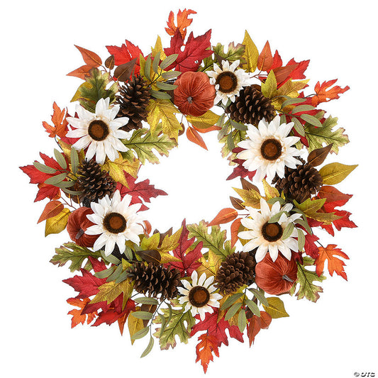 Each: National Tree Company 32 in. Harvest Sunflowers and Pumpkins Wreath | USA Decoration®