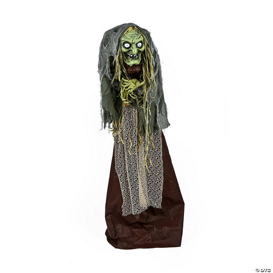 National Tree Company 59 in. Animated Halloween Green Witch, Sound Activated | USA Decoration®