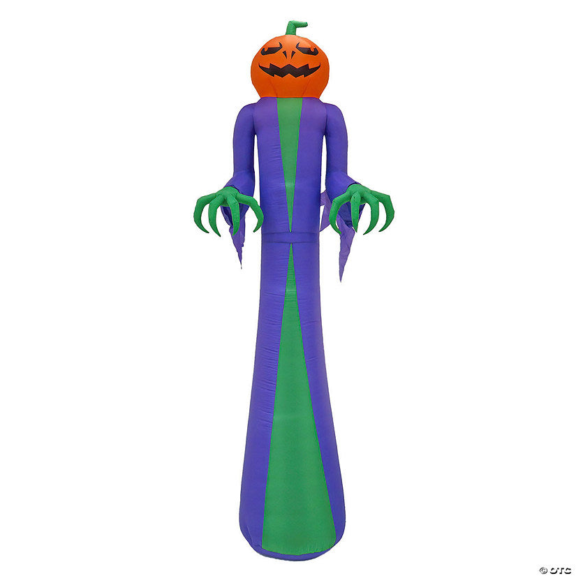Each: National Tree Company 12ft Inflatable Halloween Pumpkin Ghost, 4 White LED lights- UL | USA Decoration®