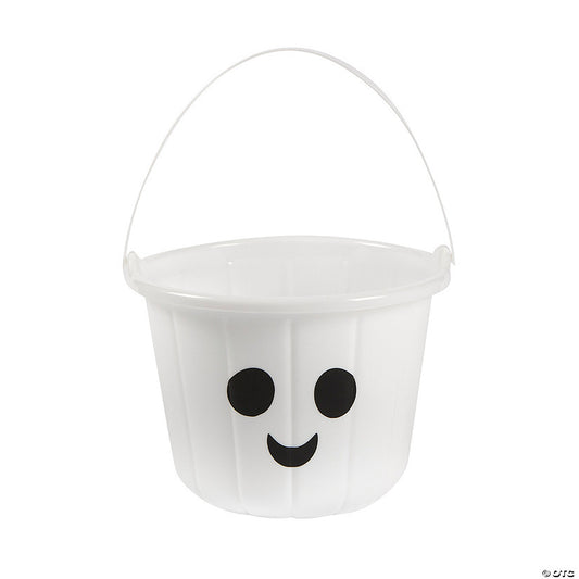 6 1/2" x 7" Ghost White Plastic Trick-or-Treat Buckets - 12 Pc. halloween