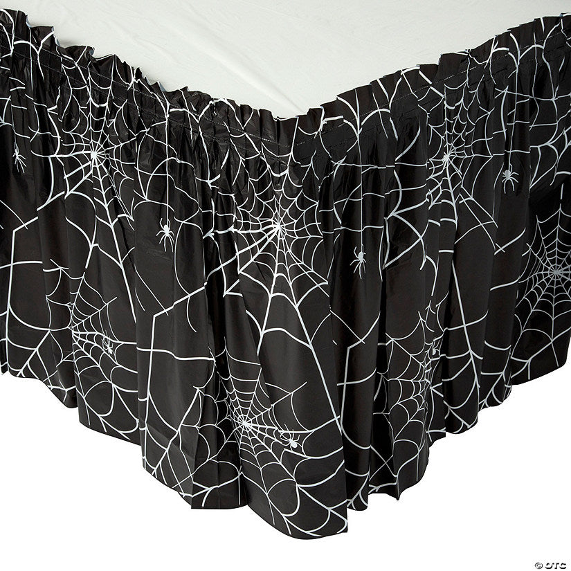Halloween Spider Web Plastic Table Skirt | USA Decoration®