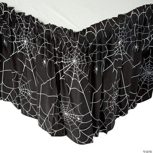 Halloween Spider Web Plastic Table Skirt | USA Decoration®