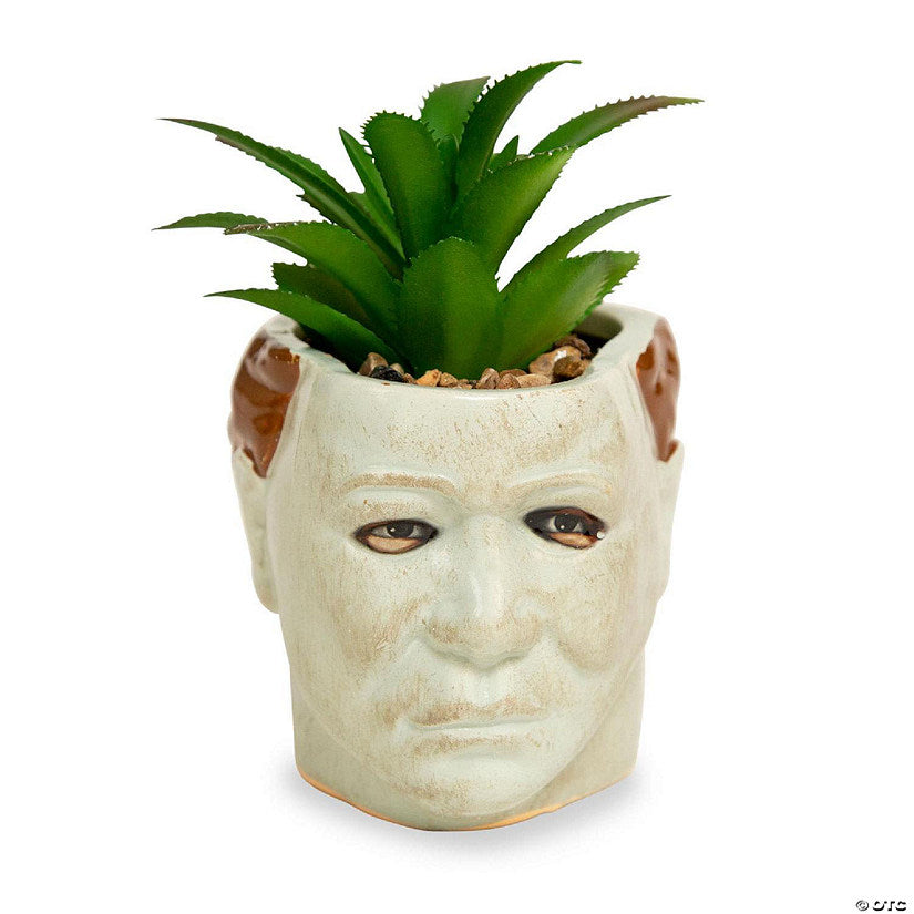 Halloween Michael Myers 3-Inch Ceramic Mini Planter With Artificial Succulent | USA Decoration®