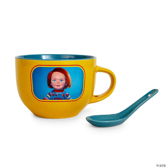 Kids Play Chucky "Good Guys" Ceramic Soup Mug With Spoon Holds 24 Ounces | USA Decoration®