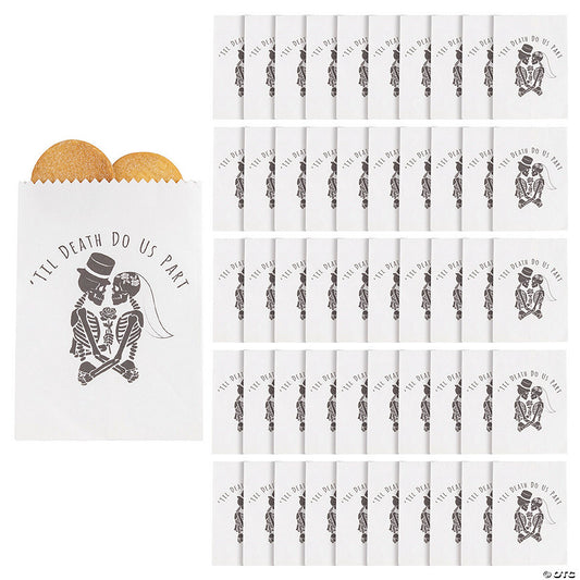 Bulk 50 Pc. Til Death Do Us Part Halloween Wedding Paper Treat Bags halloween