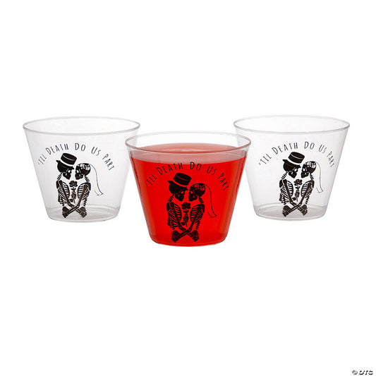 9 oz. Bulk 50 Pc. Til Death Do Us Part Halloween Wedding Reusable Plastic Cups | USA Decoration®