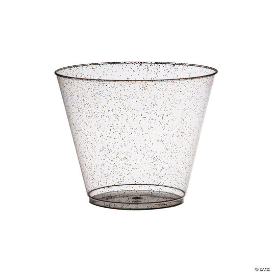 Bulk 50 Ct. Black Glitter Disposable Plastic Cups | USA Decoration®