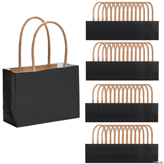Bulk 48 Pc. Mini Black Kraft Paper Gift Bags halloween