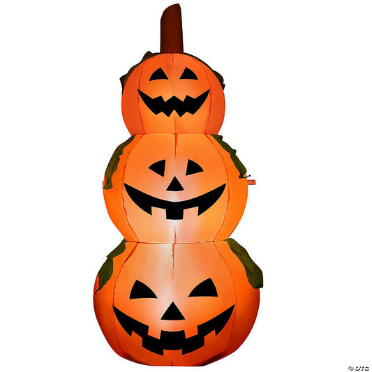 Costway 5 Ft Halloween Inflatable 3-Pumpkin Stack Blow Up Pumpkin Ghost Yard Decoration | USA Decoration®