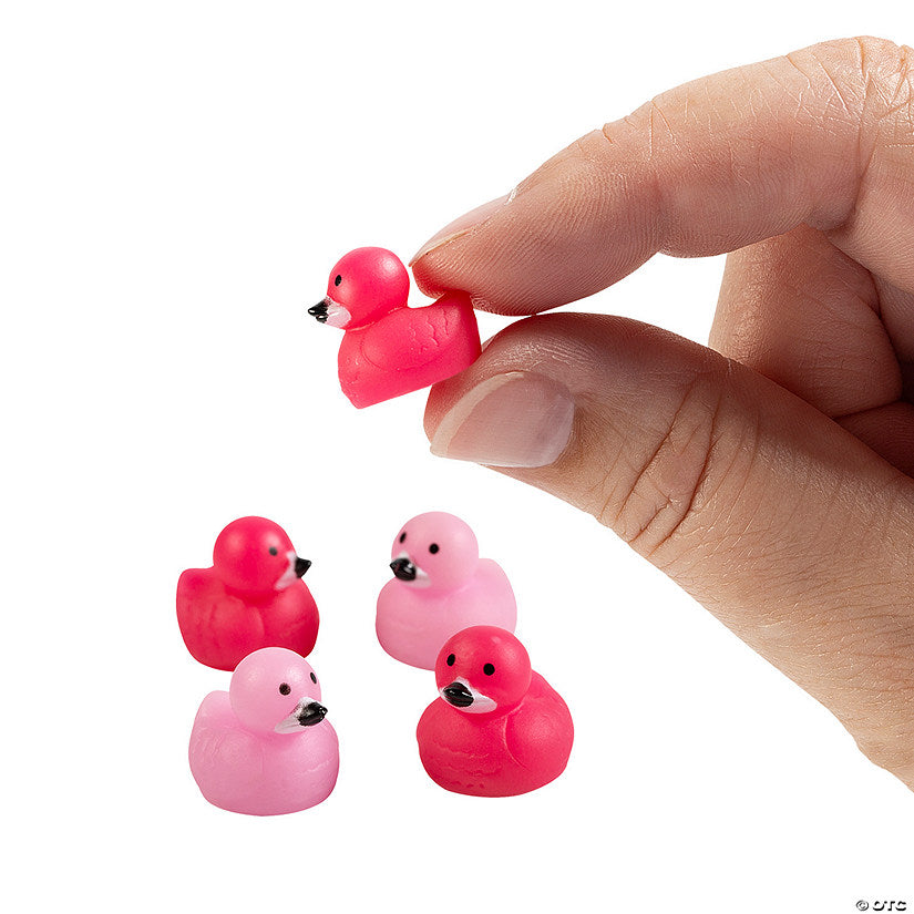 24 Piece(s): Micro Tropical Flamingo Rubber Ducks - 24 Pc. | USA Decoration®