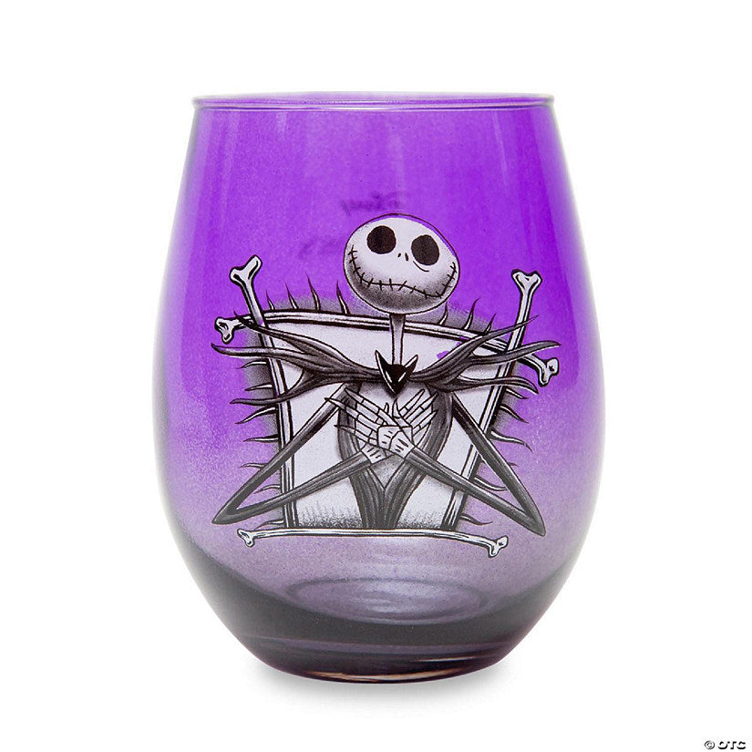 Disney Nightmare Before Christmas Jack Skellington Purple Stemless Wine Glass | USA Decoration®