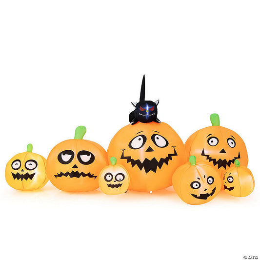 Costway 8FT Long Halloween Inflatable Pumpkins Self Inflating Halloween Pumpkin Patch Lanterns | USA Decoration®