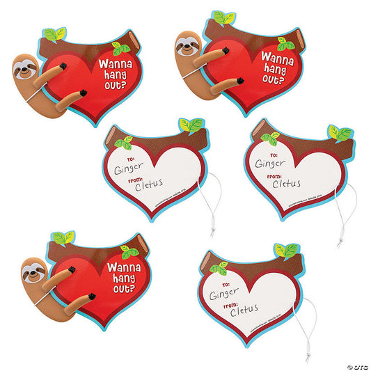 Bulk Sloth Bendable Valentine Exchanges with Card for 48 | USA Decoration®