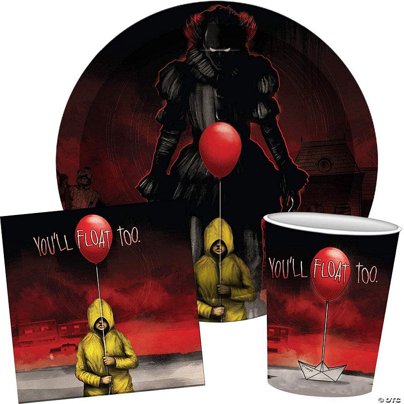 IT Pennywise 60 Piece Party Tableware Set Cups Plates Napkins | USA Decoration®