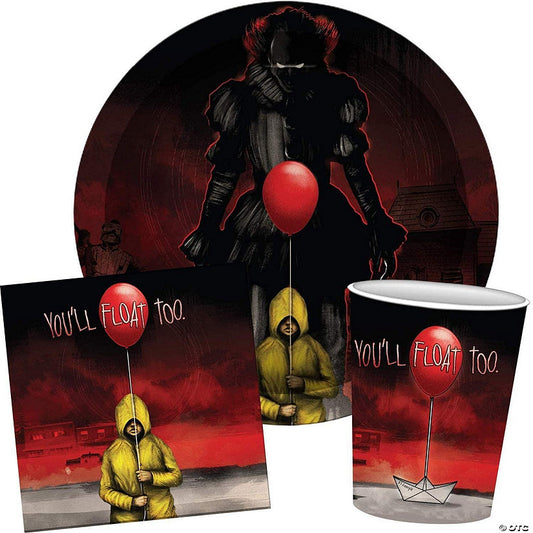 IT Pennywise 60 Piece Party Tableware Set Cups Plates Napkins | USA Decoration®