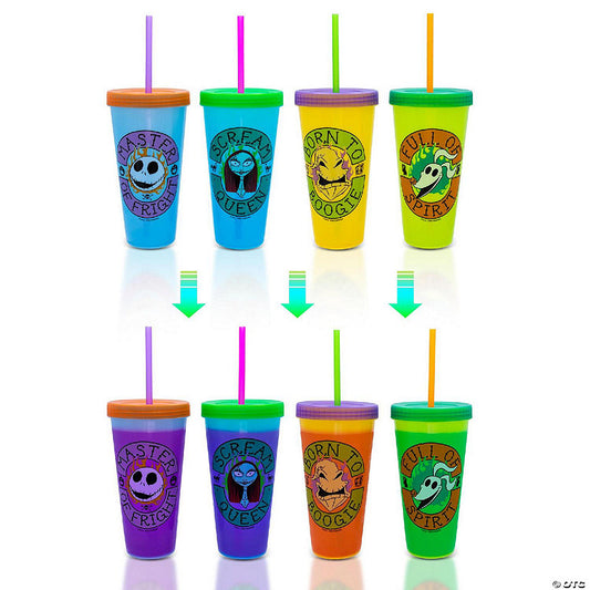 Disney The Nightmare Before Christmas Color-Changing Plastic Tumblers Set of 4 | USA Decoration®