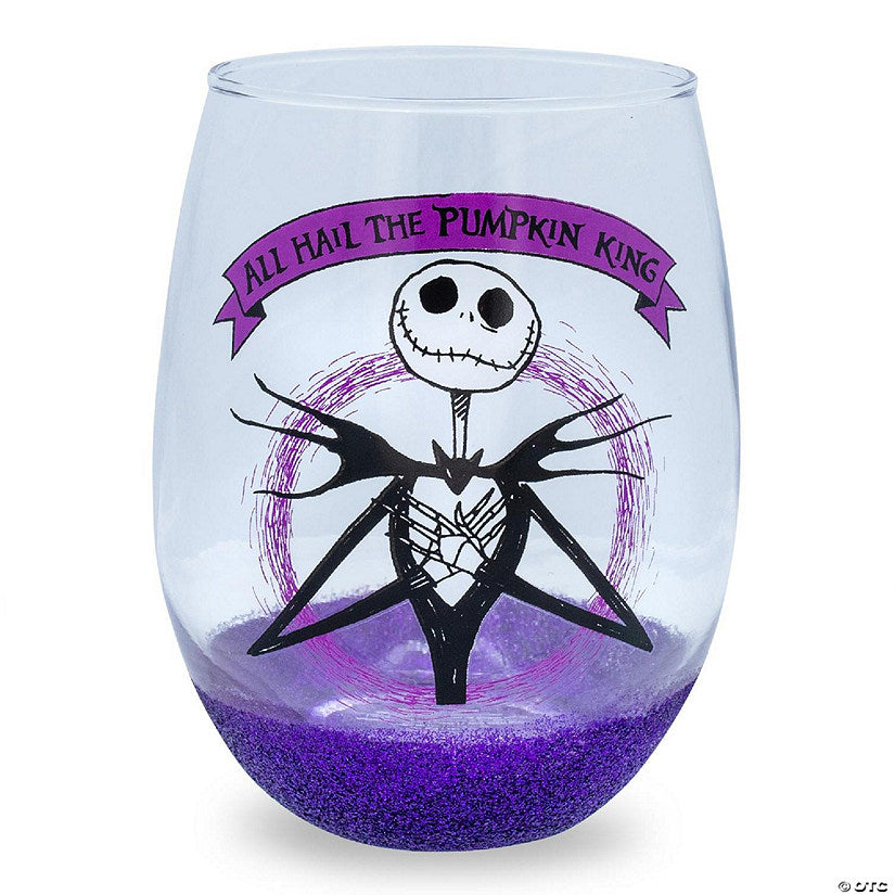 1 Piece(s): Disney Nightmare Before Christmas "All Hail Pumpkin King" Stemless Wine Glass | USA Decoration®