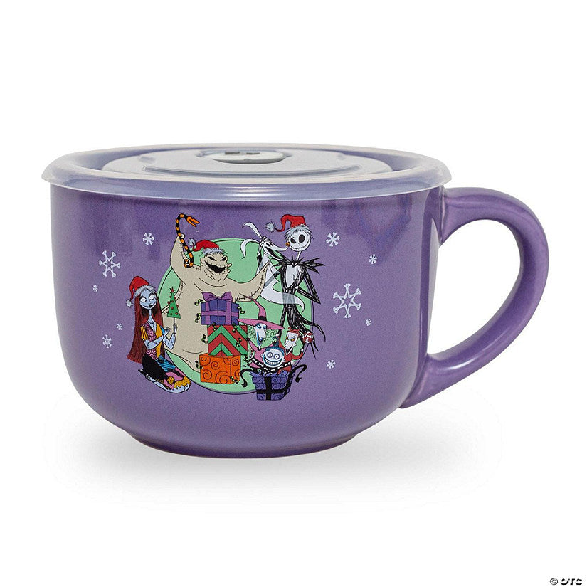 Disney The Nightmare Before Christmas "Merry Scary" Ceramic Soup Mug With Lid | USA Decoration®