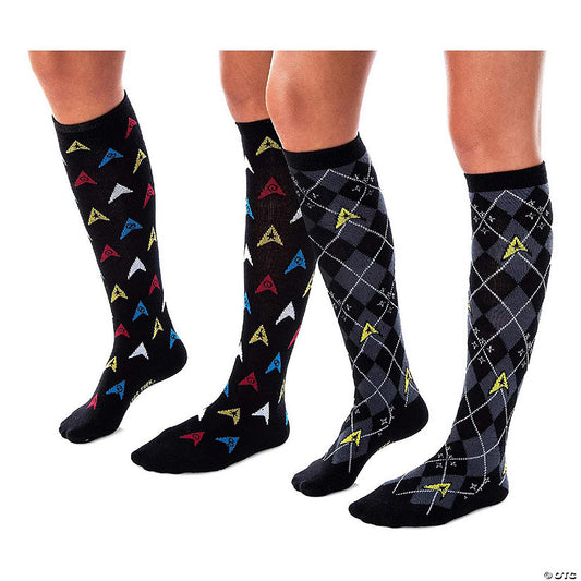 Star Trek Womens Argyle and Trexel Badges Knee High Socks 2 Pairs | USA Decoration®