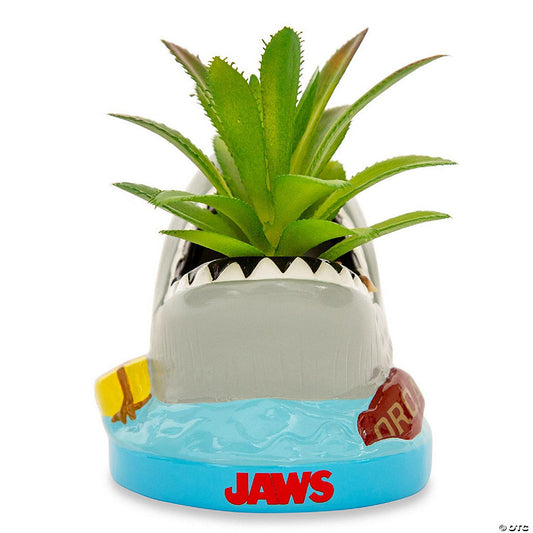JAWS Shark 4-Inch Ceramic Mini Planter With Artificial Succulent | USA Decoration®