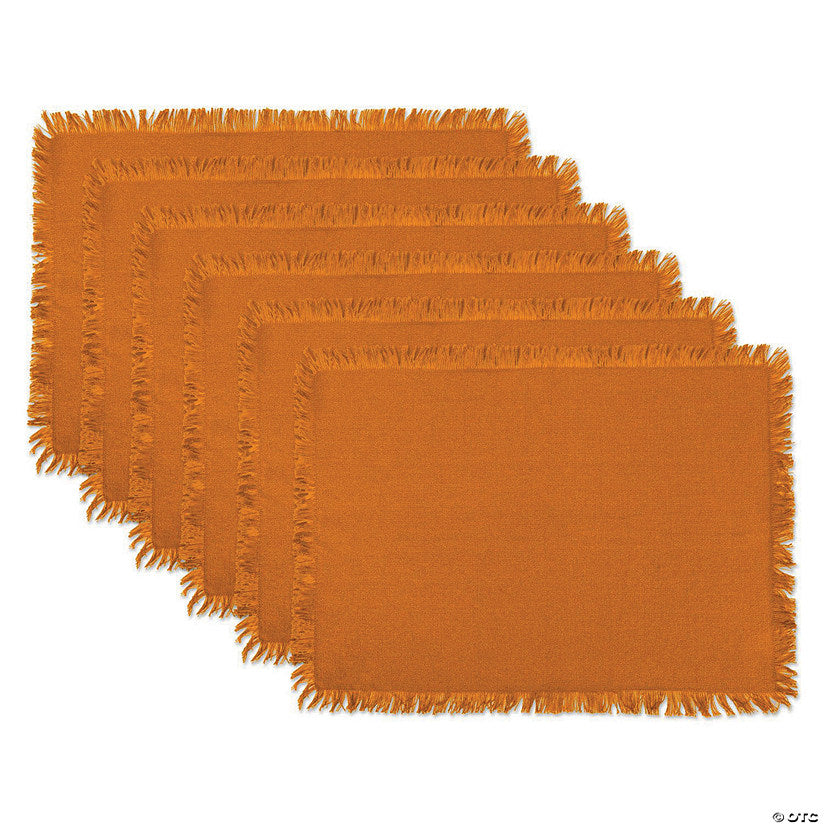 6 Piece(s): Solid Pumpkin Spice Heavyweight Fringed Placemat (Set Of 6) | USA Decoration®