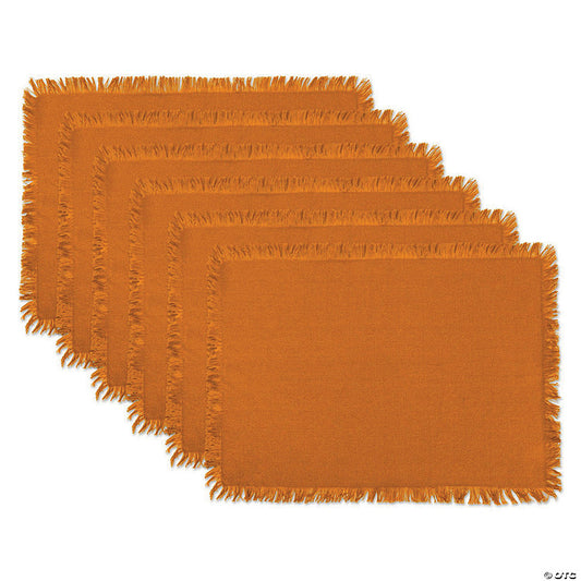 6 Piece(s): Solid Pumpkin Spice Heavyweight Fringed Placemat (Set Of 6) | USA Decoration®