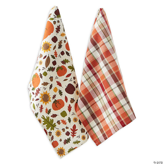 1 Set(s): Pumpkin Spice Plaid Dishtowel (Set Of 2) | USA Decoration®