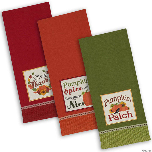 1 Set(s): Assorted Country Pumpkin Embroidered Dishtowel (Set Of 3) | USA Decoration®