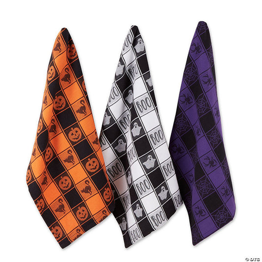 1 Set(s): Halloween Woven Check Jacquard Dishtowel (Set Of 3) | USA Decoration®