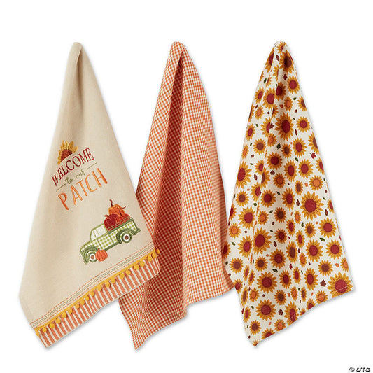 1 Set(s): Assorted Pumpkin Patch Truck Dishtowel (Set Of 3) | USA Decoration®