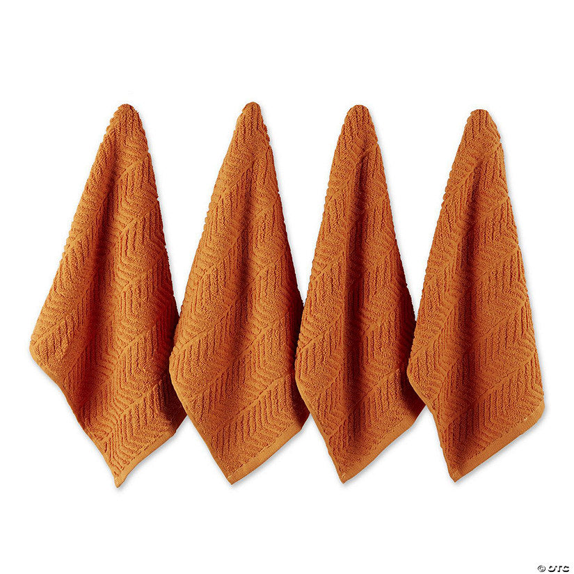 4 Piece(s): Pumpkin Spice Chevron Luxury Barmop (Set Of 4) | USA Decoration®