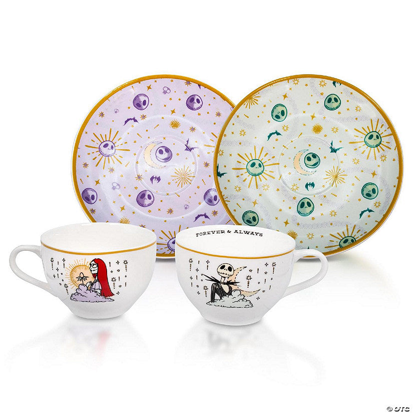 Disney Nightmare Before Christmas Jack Sally Teacups and Saucers Set of 2 | USA Decoration®