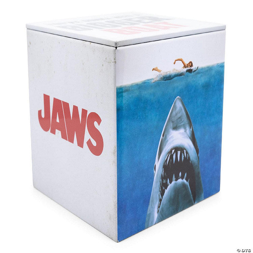 JAWS Logo Tin Storage Box Cube Organizer with Lid 4 Inches | USA Decoration®