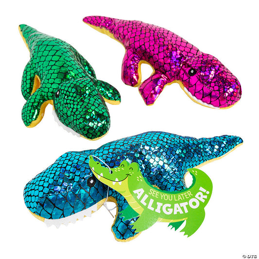 9" Bright Color Stuffed Alligators with See You Later Card for 12 | USA Decoration®