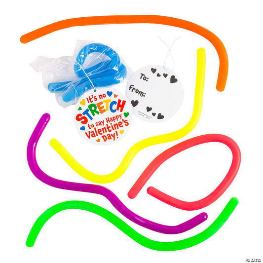 11 1/2" Fidget Stretchy String Valentine Exchanges with Card for 12 | USA Decoration®