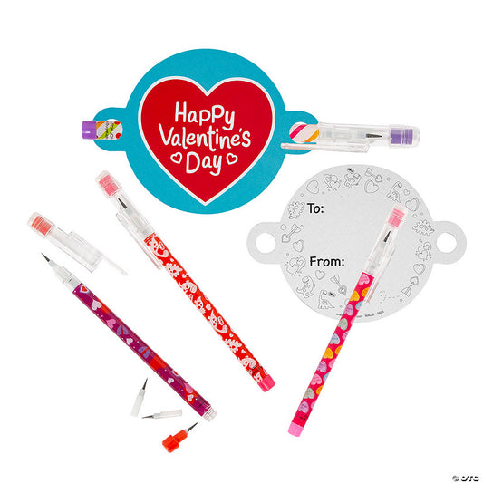 Stacking Pencil Valentine Exchanges with Card for 24