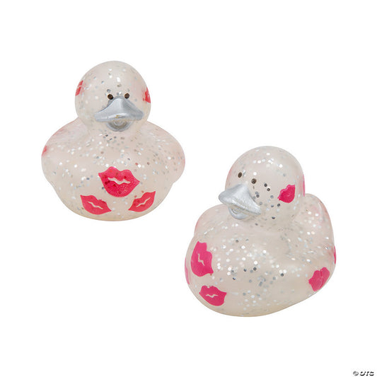 2" Valentine's Day Lip Glitter Rubber Ducks - 12 Pc. | USA Decoration®