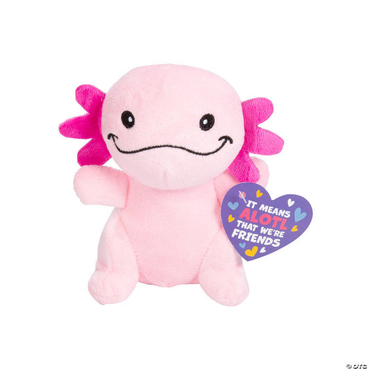 Stuffed Axolotl Valentine Exchanges with Card for 12 | USA Decoration®