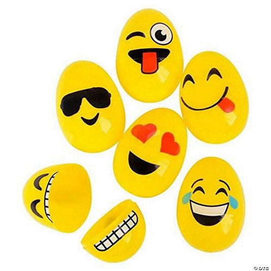 1 Piece(s): Emoticon Plastic Easter Egg Hunt 12-count Set Emoji Faces | USA Decoration®