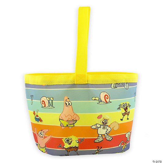 Spongebob Squarepants Boys Girls Collapsible Nylon Gift Basket Bucket Toy Storage Tote Bag (One Size, Yellow/Multi) | USA Decoration®
