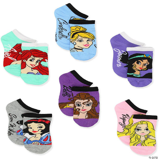Disney Princess Girls 6 pack Socks (Small (4-6), Princess Names No Show) | USA Decoration®